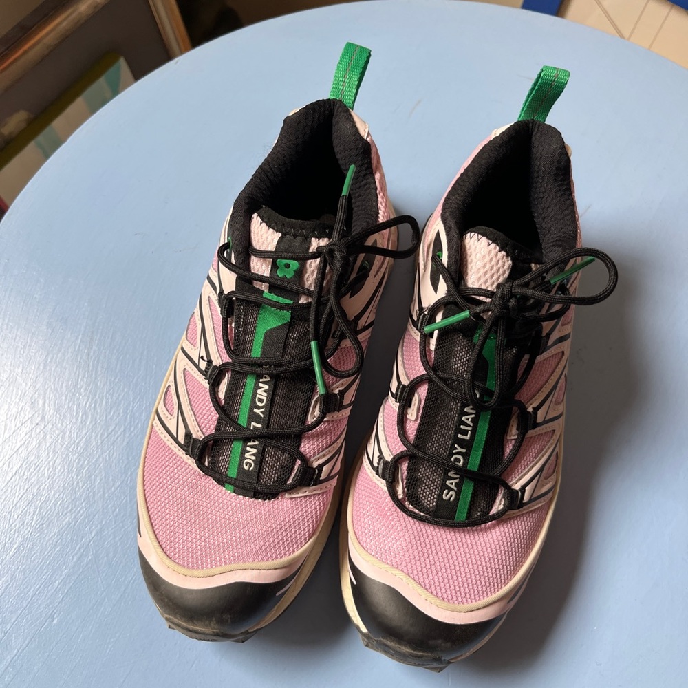 Salomon Pink and Green Athletic Shoes